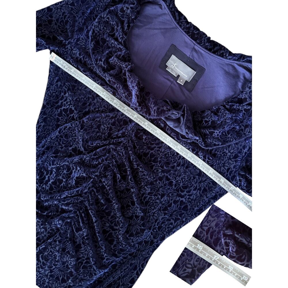 Anthropologie Blue Velvet Ruched Maxi Dress Size Med Ruffle Bodycon Formal - Picture 8 of 15